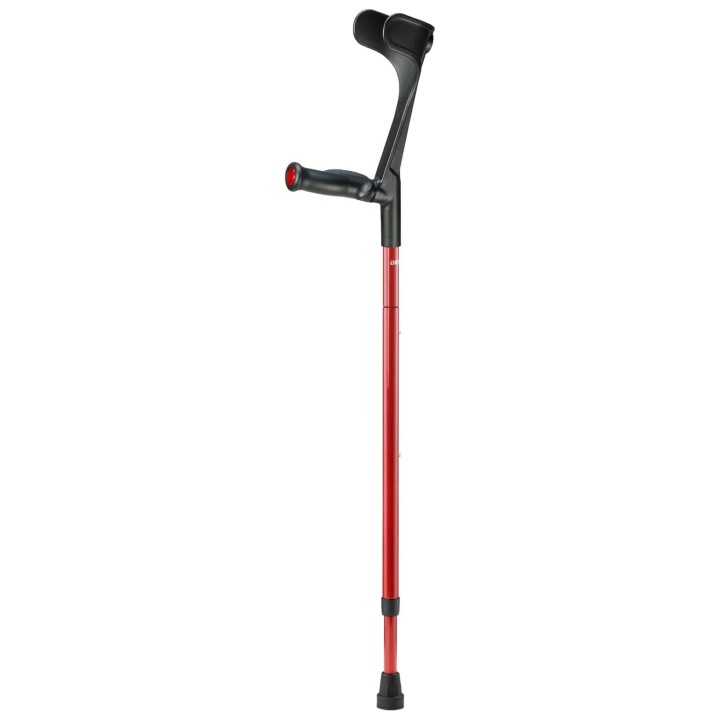 Ossenberg Open Cuff Carbon Fibre Folding Comfort Grip Red Crutch (Left Handed)